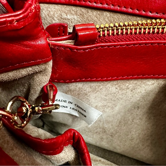 Eileen West Red Shoulder Bag Brass Hardware Coin Purse Vintage Vibe Classic Rich - Picture 6 of 16